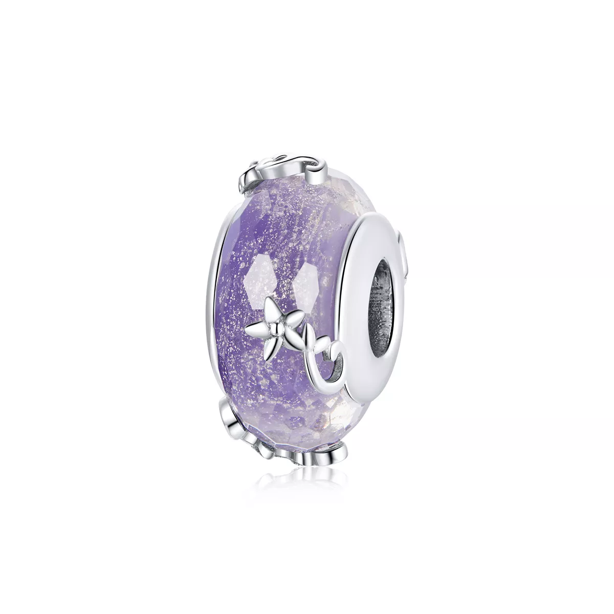 charm de flor de plata al estilo pandora scc1797
