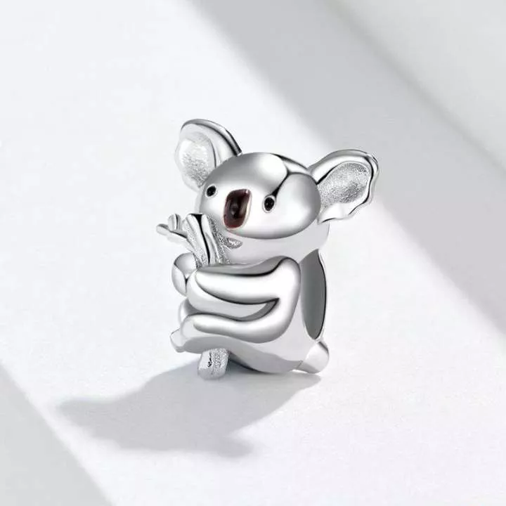 (imagen para) Charm de Oso Koala de Plata al Estilo de Pandora - BSC093 - Ver 2