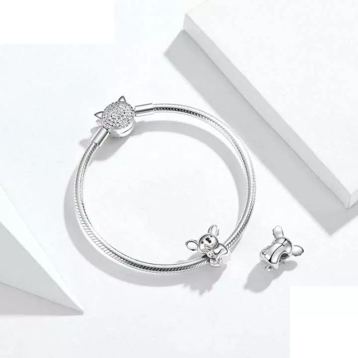 (imagen para) Charm de Oso Koala de Plata al Estilo de Pandora - BSC093 - Ver 3