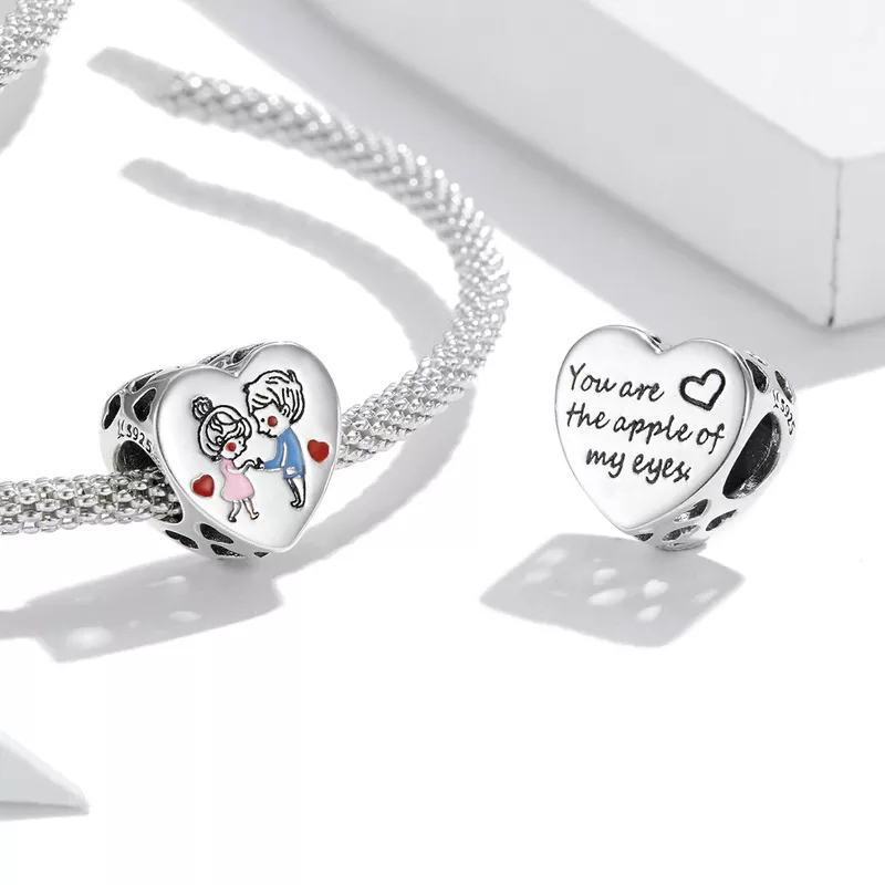 (imagen para) Charm de Pareja de Plata al Estilo Pandora - SCC1744 - Ver 4