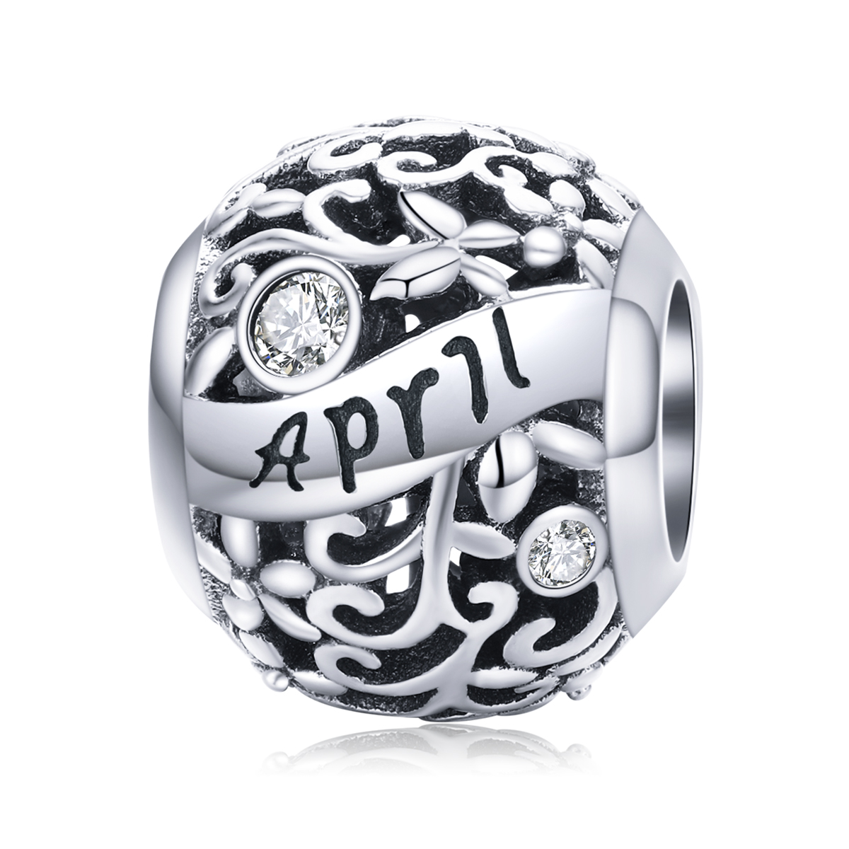 charm de piedra de nacimiento de abril estilo pandora de plata scc1385 4