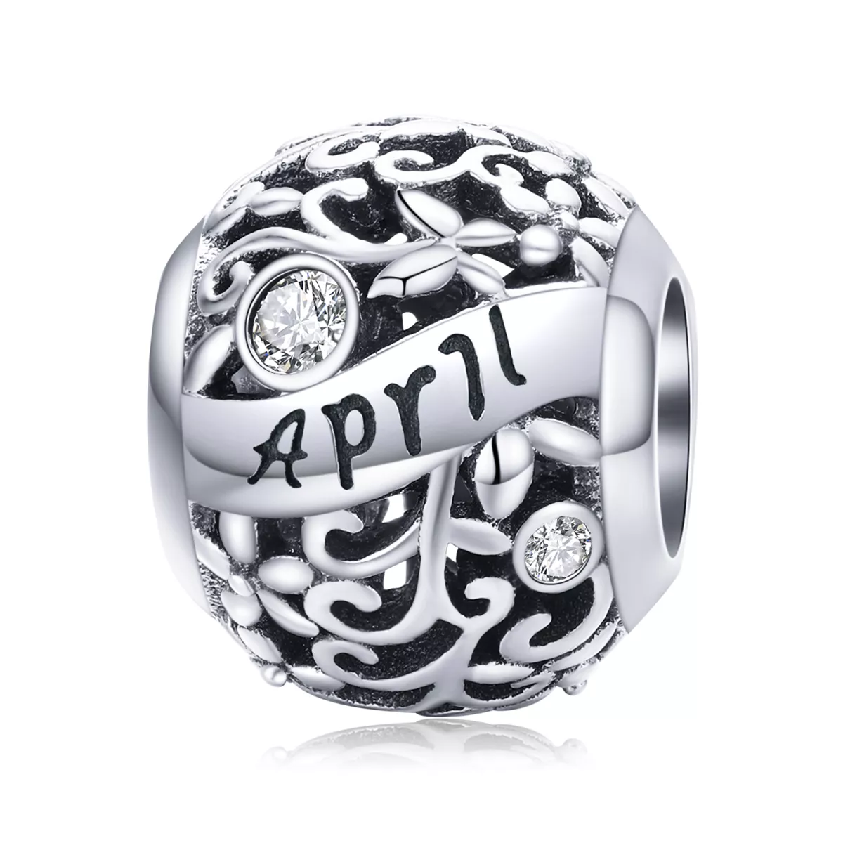 charm de piedra de nacimiento de abril estilo pandora de plata scc1385 4