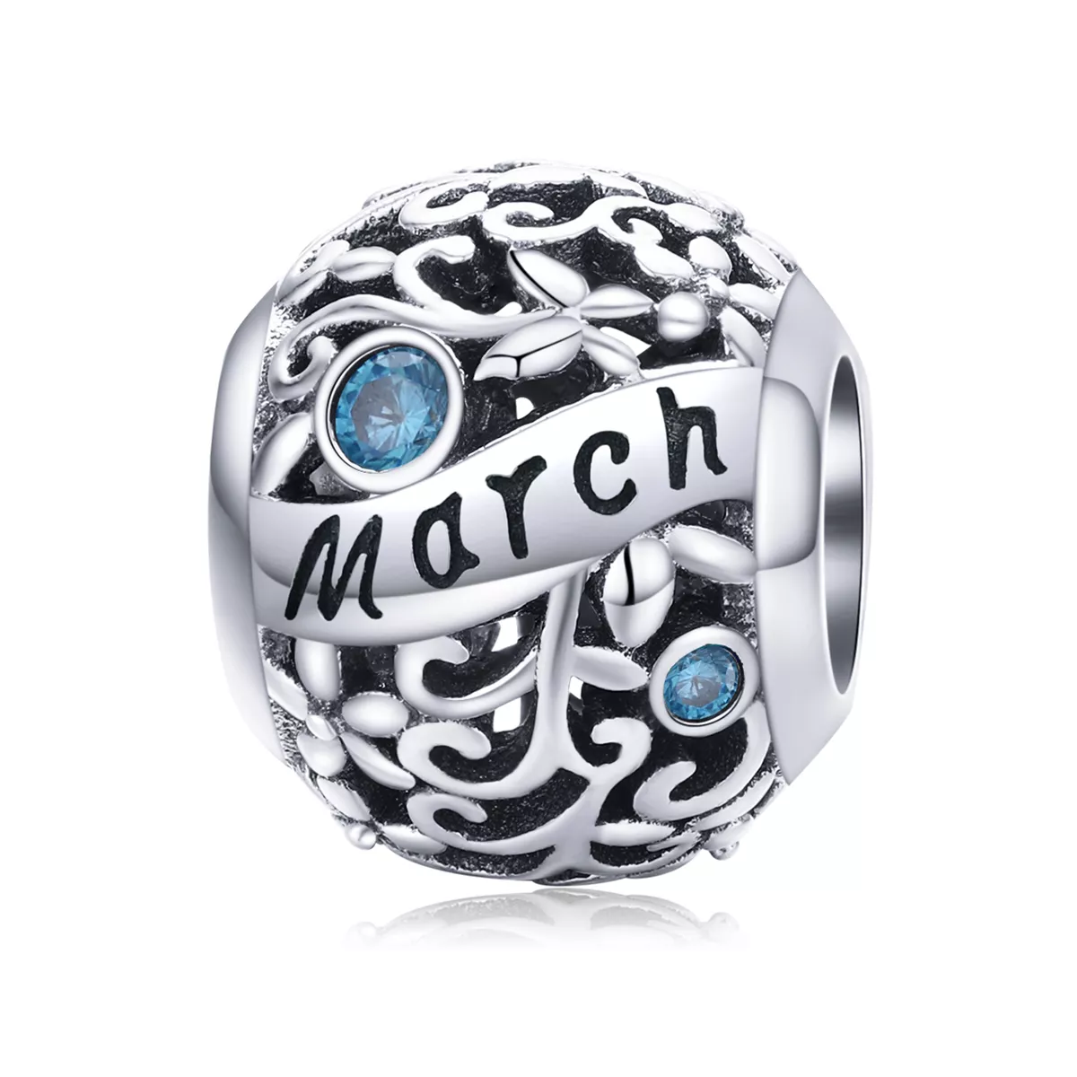 charm de piedra de nacimiento de marzo en estilo pandora de plata scc1385 3