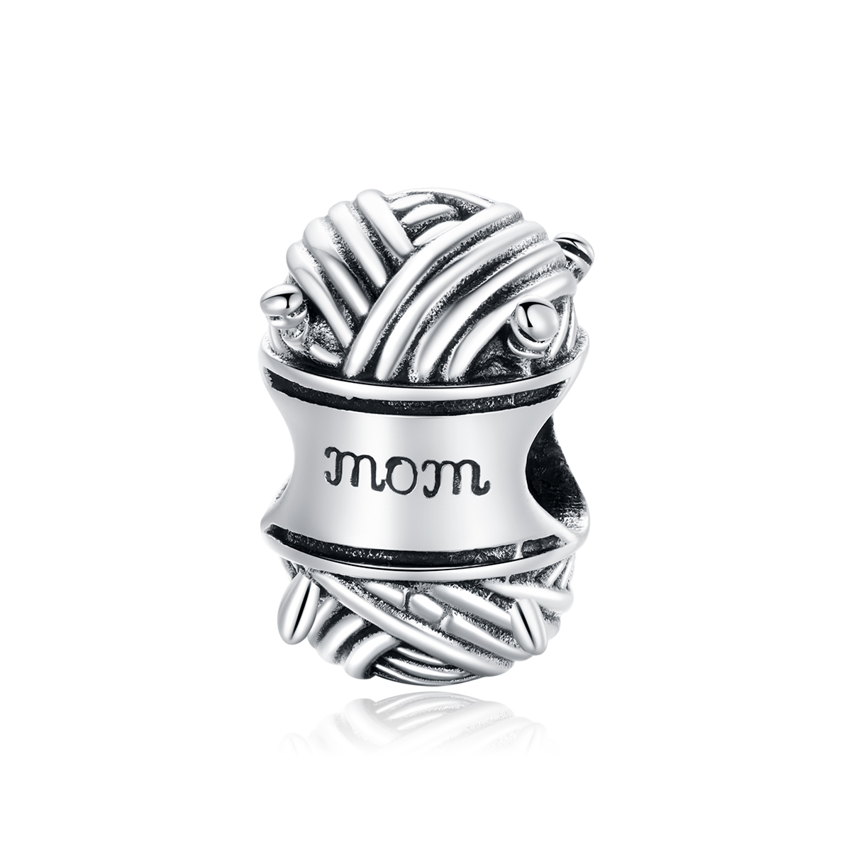 charm de plata con bola de hilo al estilo pandora scc1654
