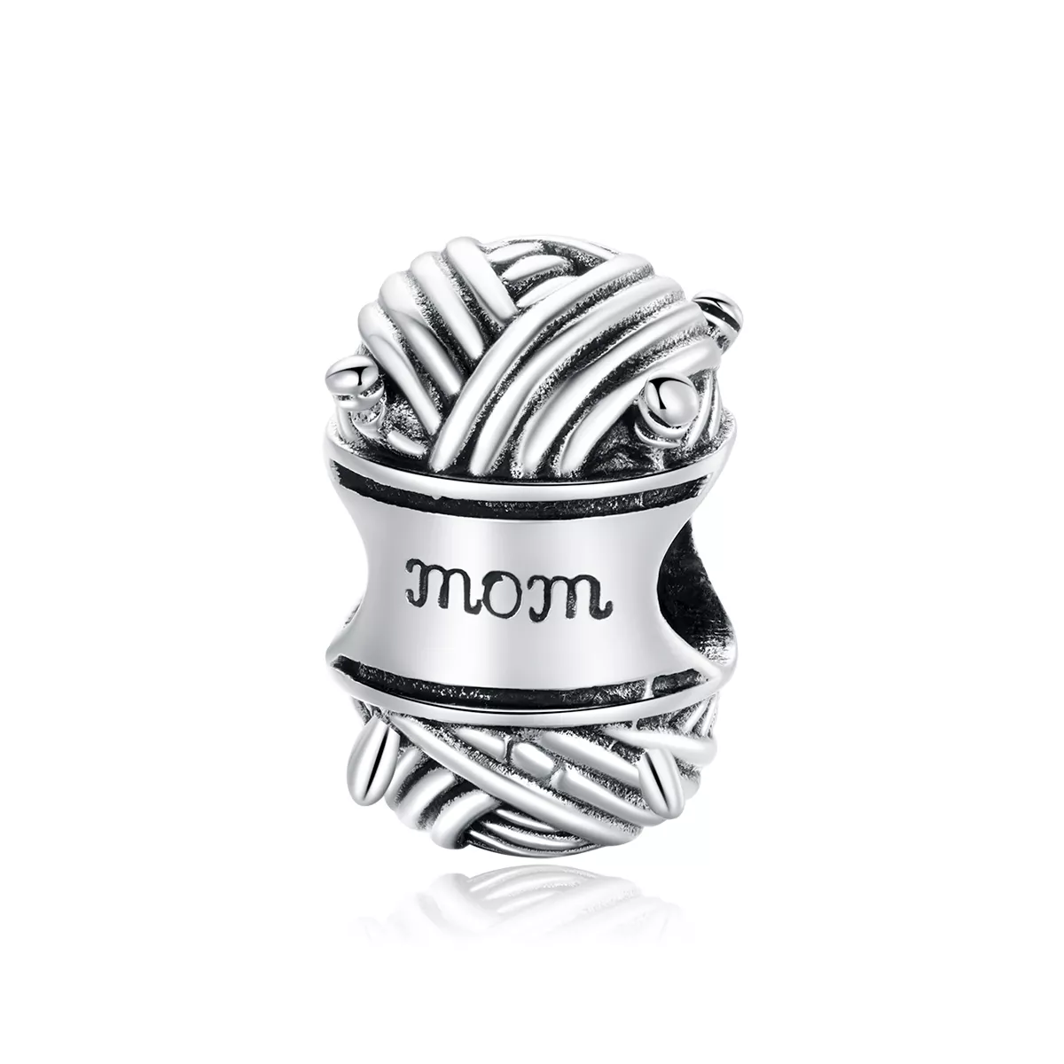 charm de plata con bola de hilo al estilo pandora scc1654