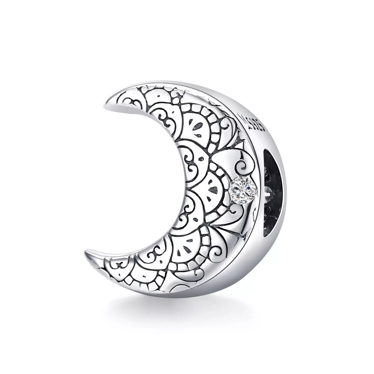 charm de plata con diseño de enredadera y luna al estilo pandora scc1604