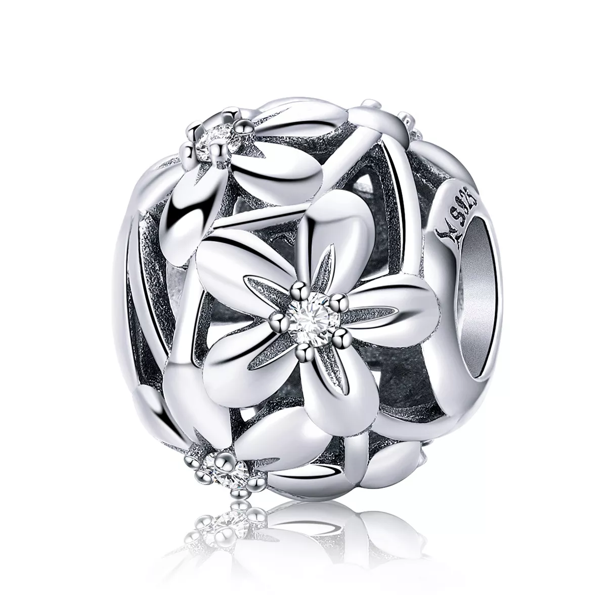 charm de plata en forma de flor estilo pandora scc729