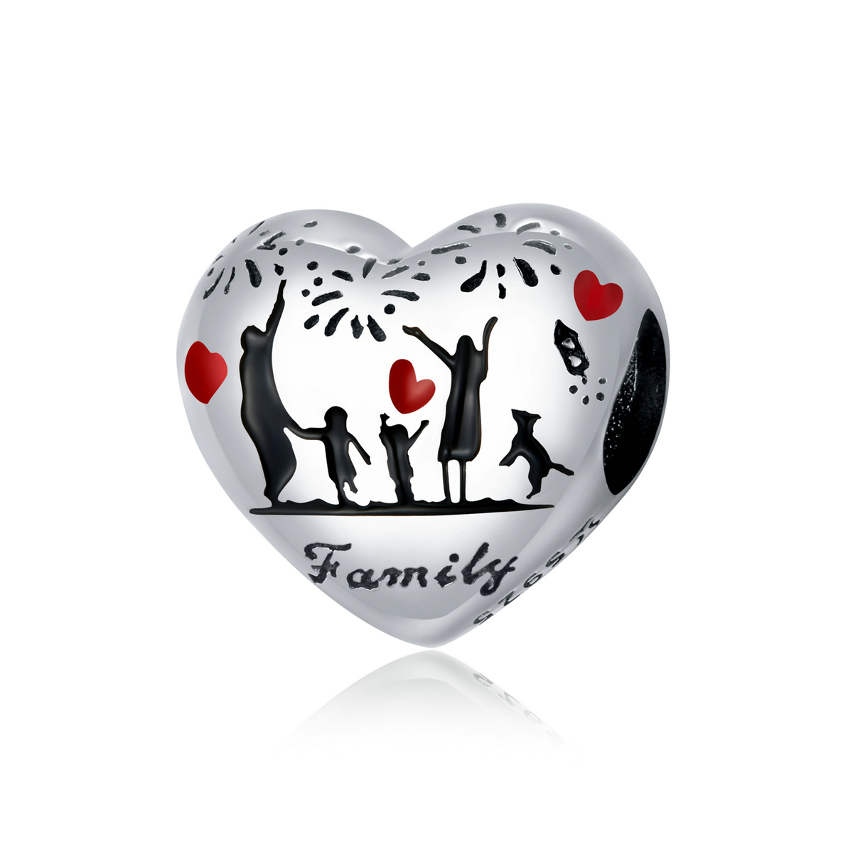 charm de plata estilo pandora con amor familiar scc1634