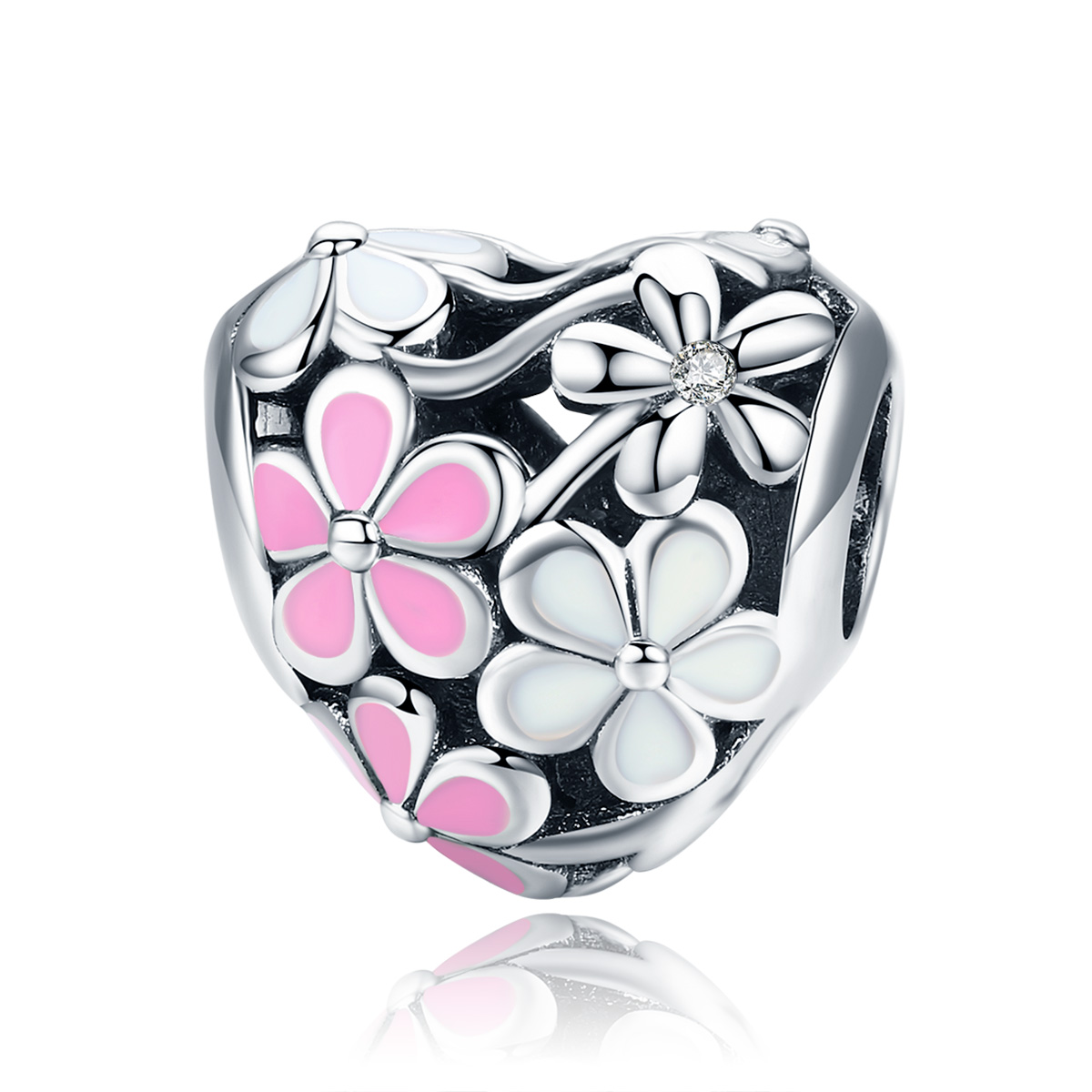 charm de plata estilo pandora con flor de bendición scc761