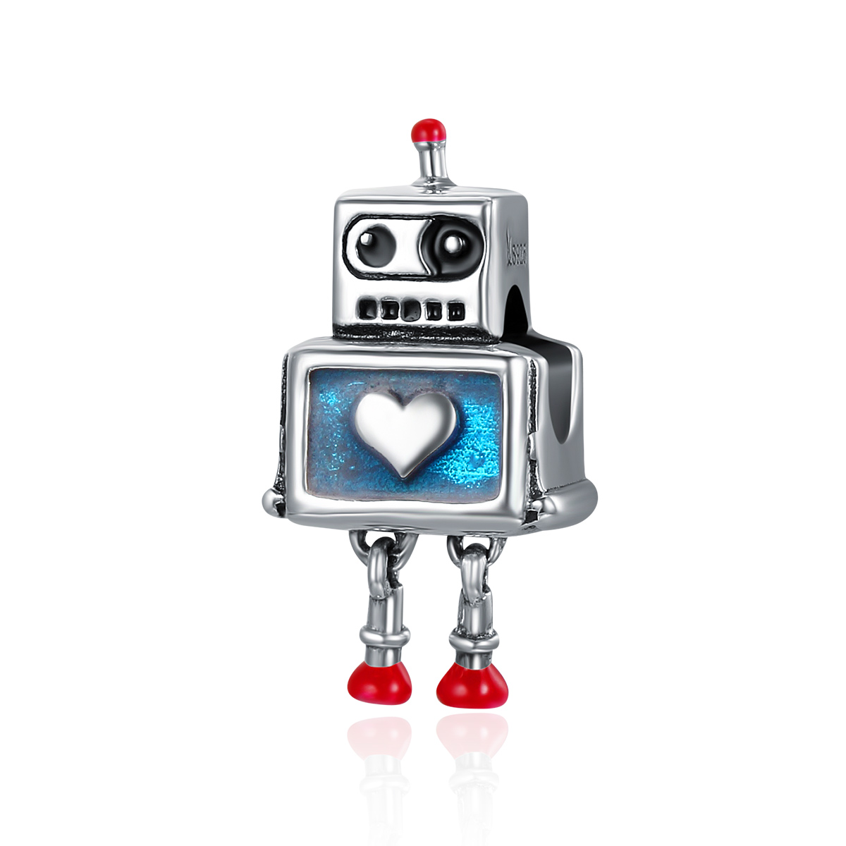 charm de plata estilo pandora con forma de robot scc346
