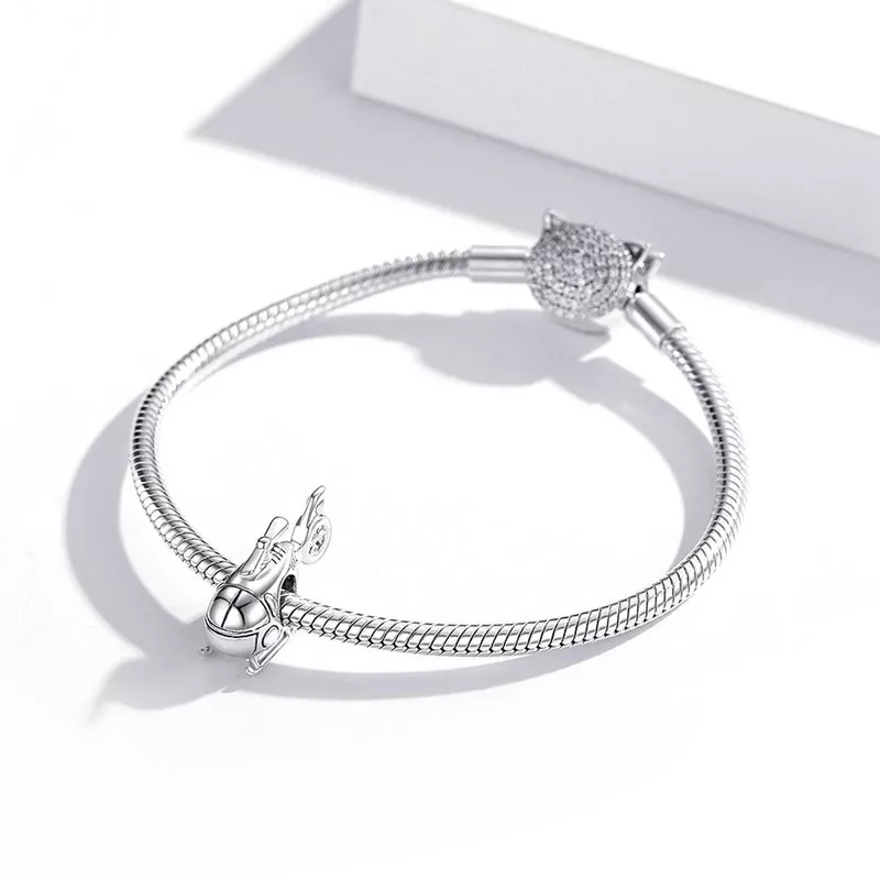 (imagen para) Charm de plata estilo Pandora con un pequeño helicóptero - SCC1699 - Ver 3