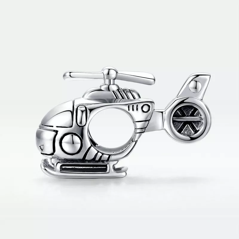 (imagen para) Charm de plata estilo Pandora con un pequeño helicóptero - SCC1699 - Ver 5