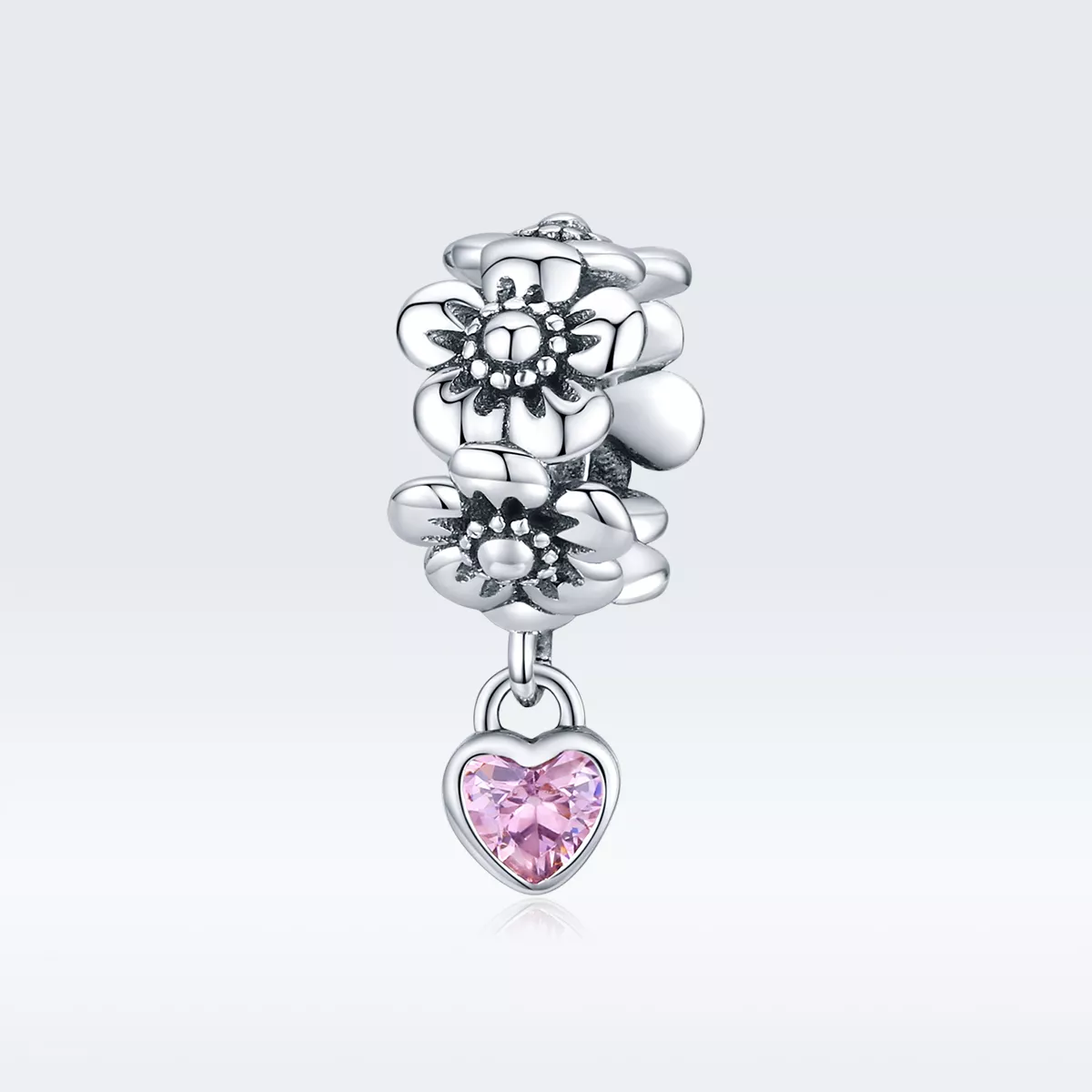 charm en estilo pandora de plata con flores de amor scc1485