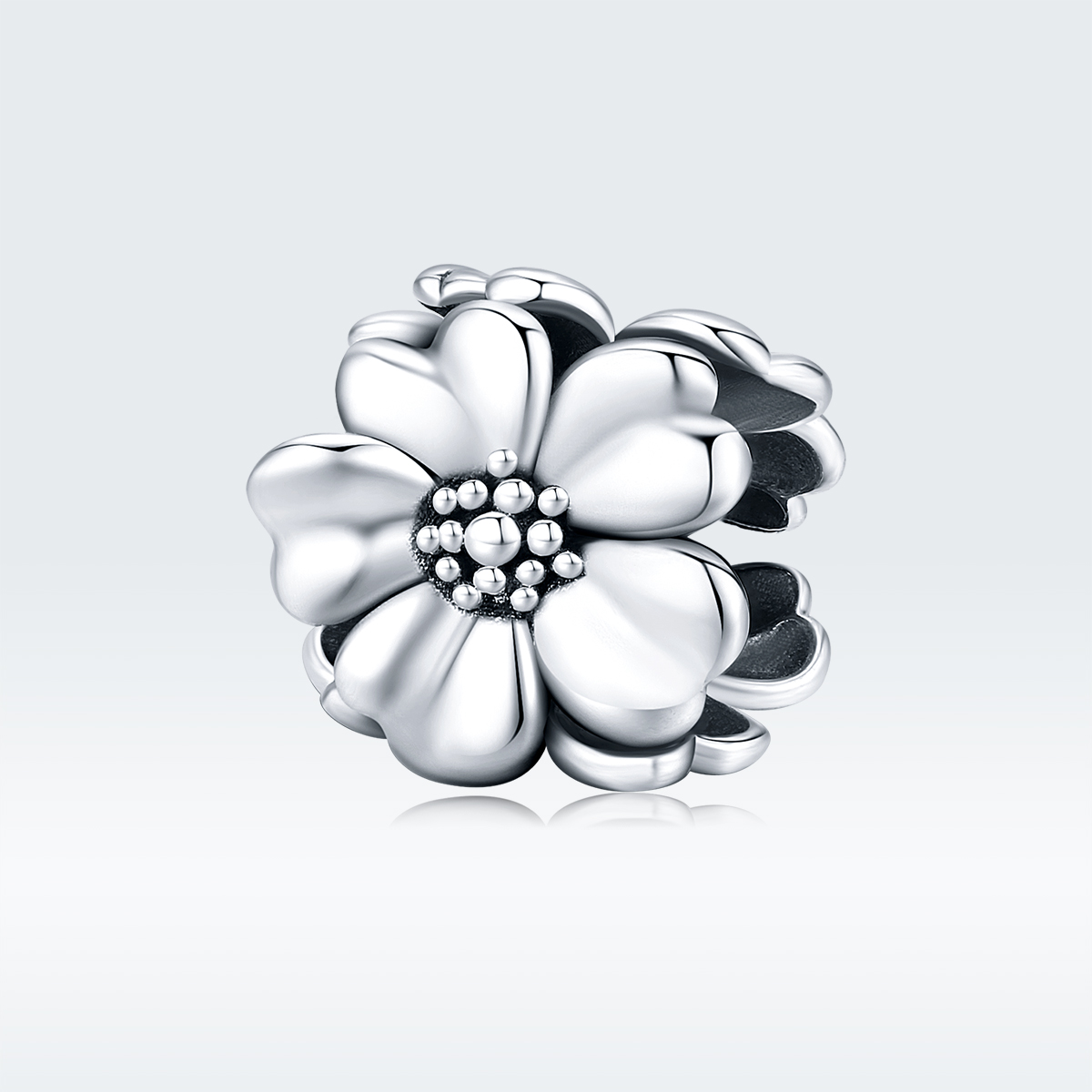 charm en estilo pandora de plata con tres flores scc1486