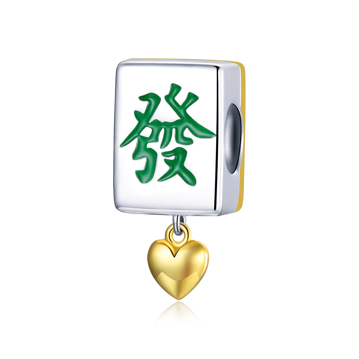 charm estilo pandora de dos tonos bicolor con fichas de mahjong scc1751