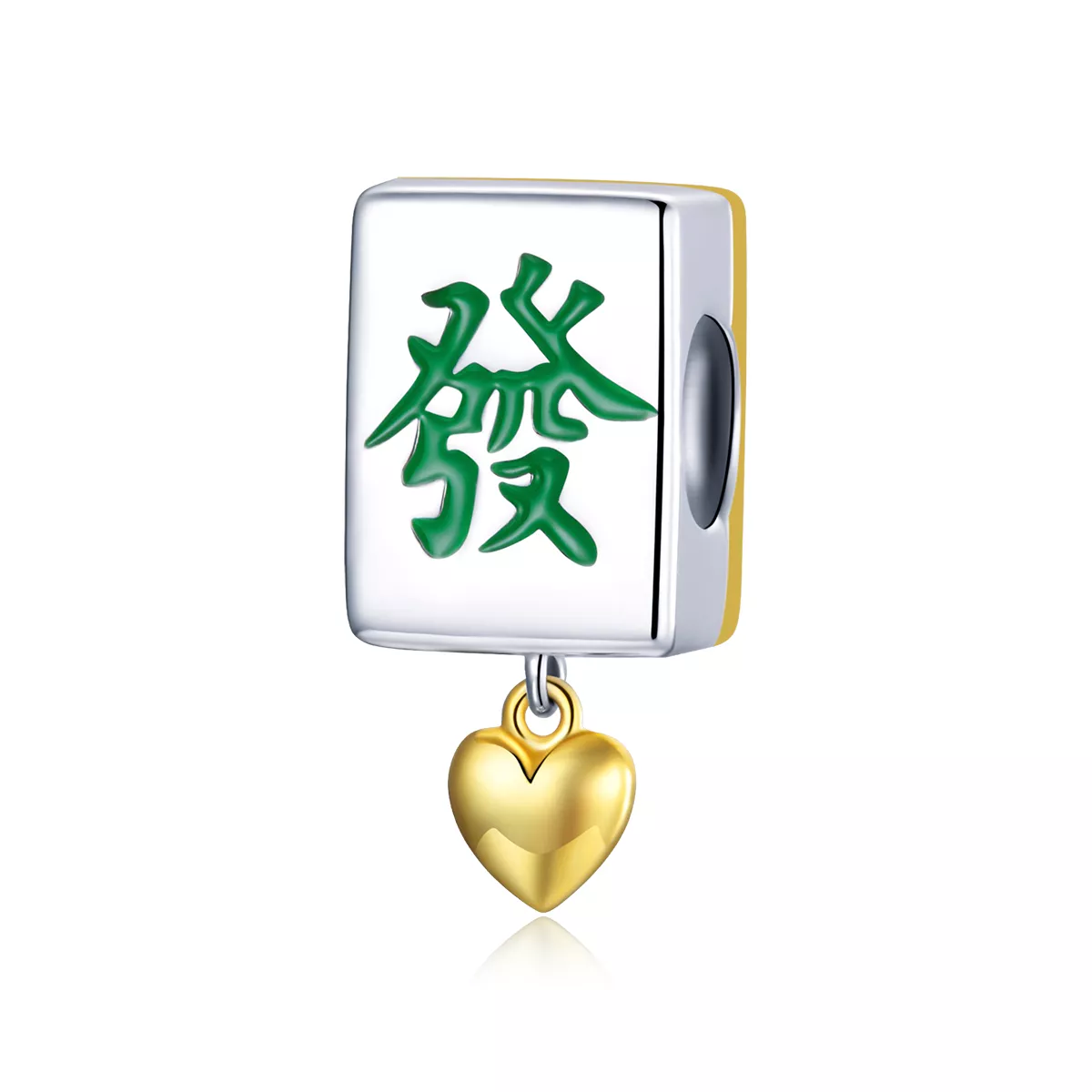 charm estilo pandora de dos tonos bicolor con fichas de mahjong scc1751