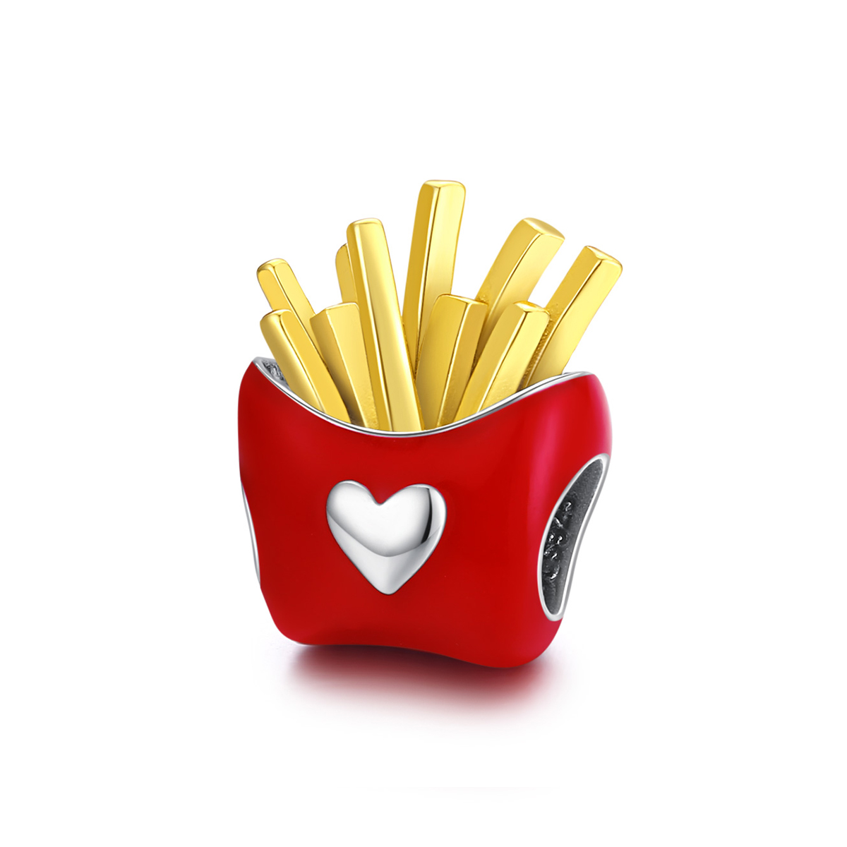 charm estilo pandora de dos tonos con diseño de liciosas papas fritas scc1606