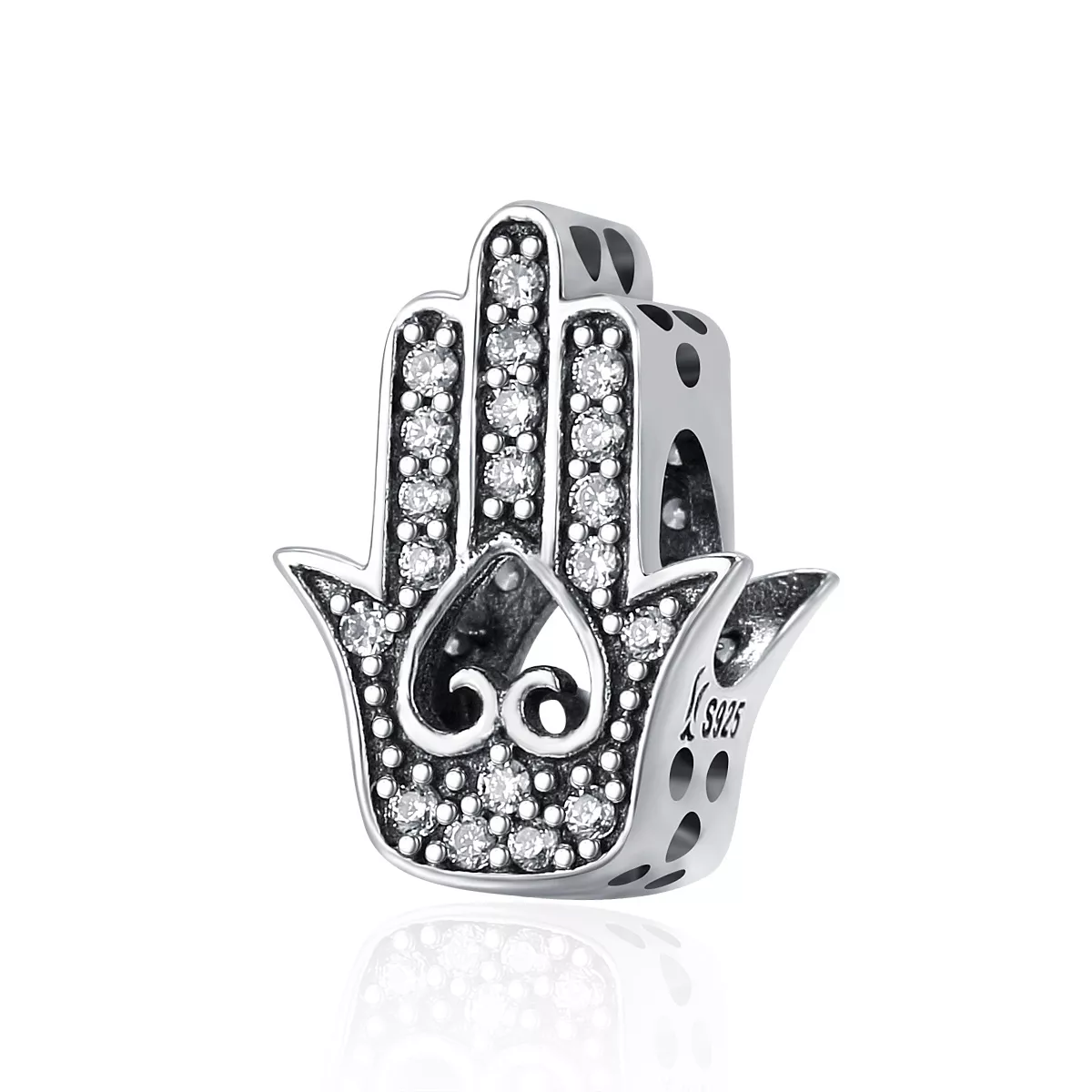 pulsera de estilo pandora con dije de hamsa de plata scc225