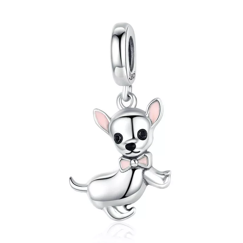charm de plata estilo pandora con colgante de chihuahua scc1317