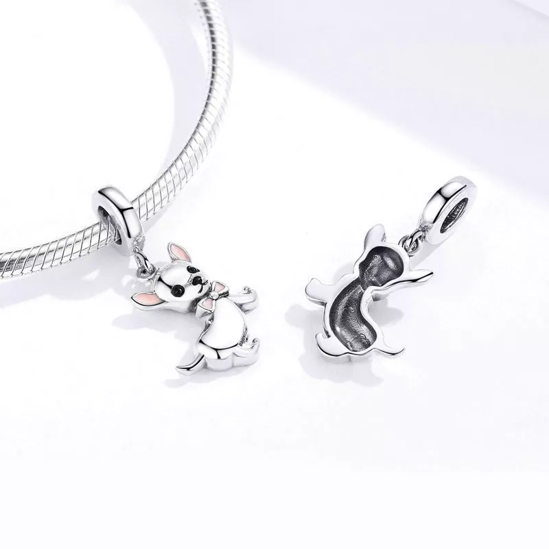 (imagen para) Charm de Plata Estilo Pandora con Colgante de Chihuahua - SCC1317 - Ver 2