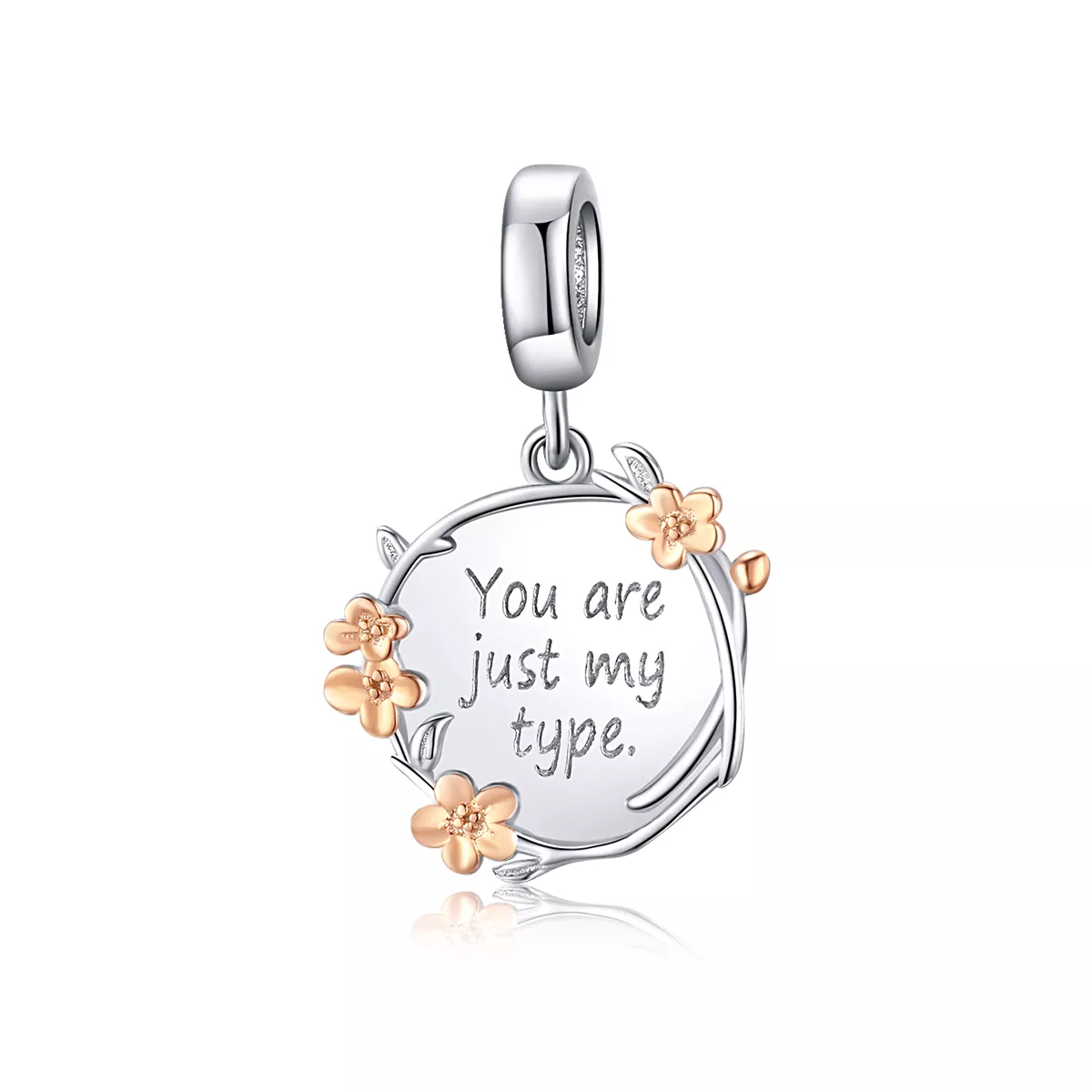 Estilo Pandora Bicolor de Dos Tonos "Eres Justo Mi Tipo" Colgante - BSC147 - Imagen del producto