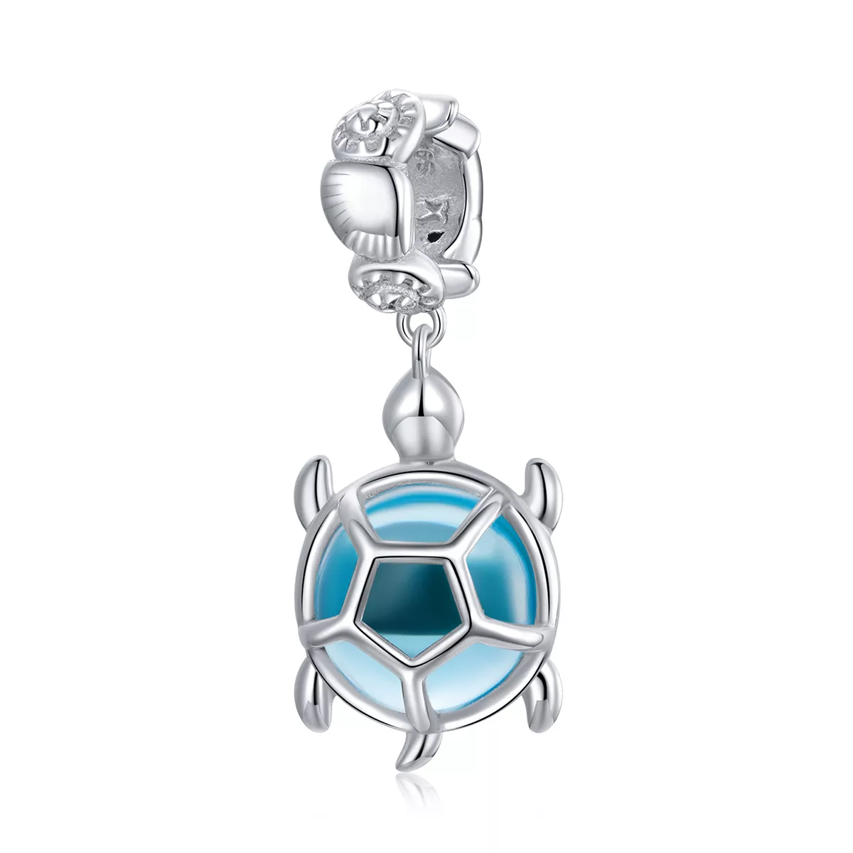 estilo pandora colgante de tortuga de vidrio murano azul plateado scc1804