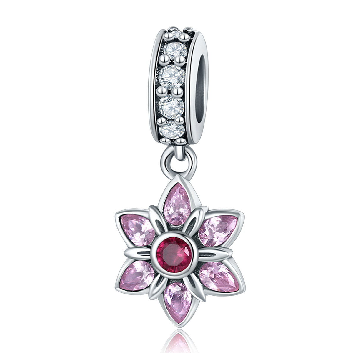 estilo pandora plata el baile de las flores dangle scc840