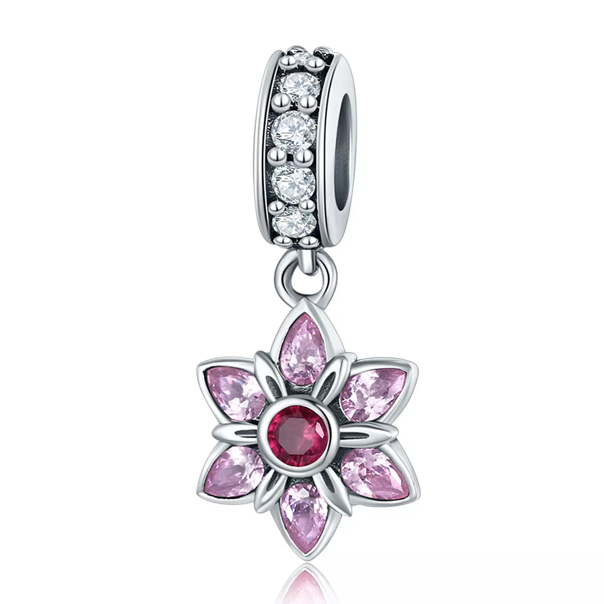 estilo pandora plata el baile de las flores dangle scc840