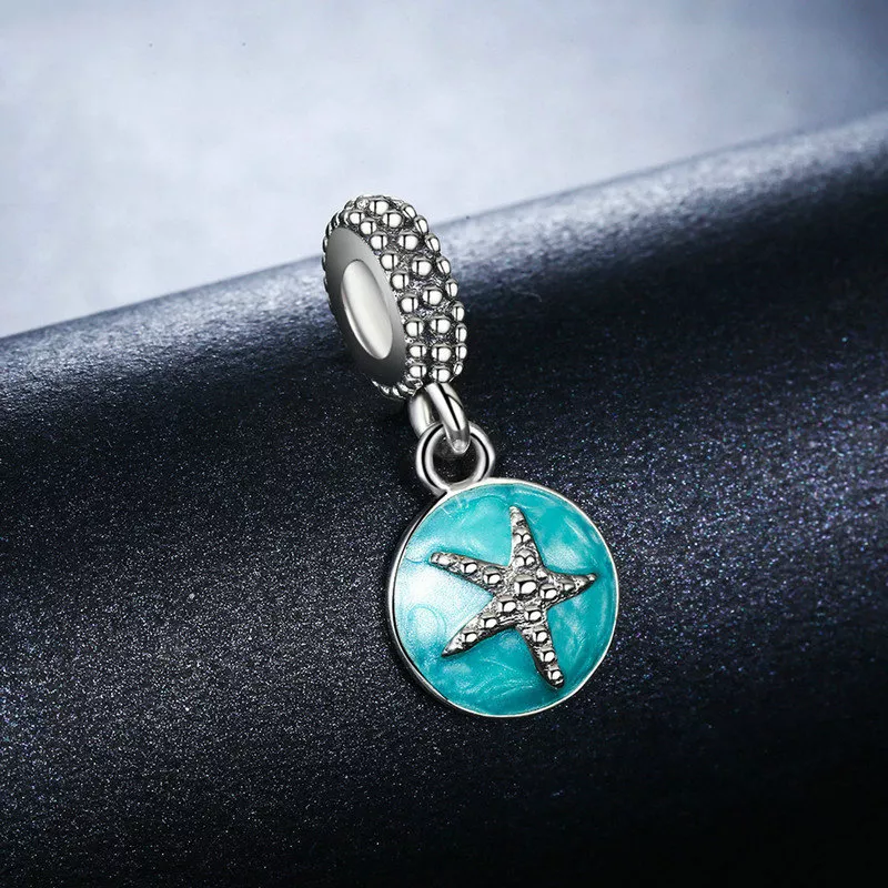 (imagen para) Estilo Pandora Plata Estilo Verano Azul Mar Colgante - SCC136 - Ver 5