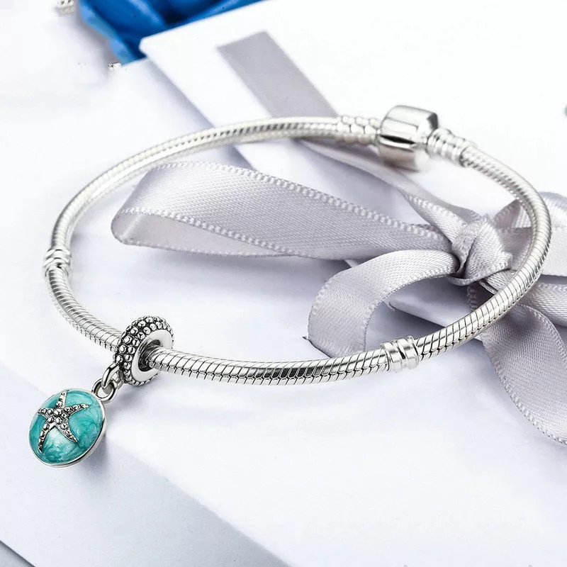 (imagen para) Estilo Pandora Plata Estilo Verano Azul Mar Colgante - SCC136 - Ver 6