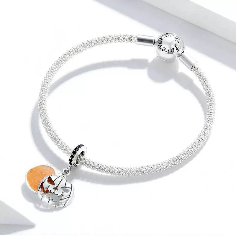 (imagen para) Pandora Style Plata Halloween Calabaza Malvada Cara Sonriente Colgante - SCC1620 - Ver 2