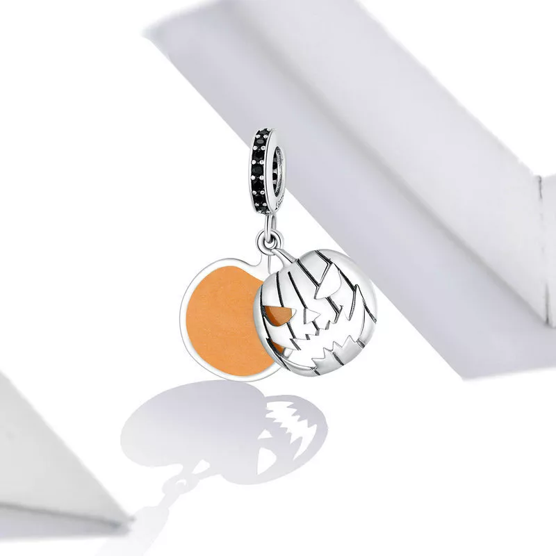 (imagen para) Pandora Style Plata Halloween Calabaza Malvada Cara Sonriente Colgante - SCC1620 - Ver 4