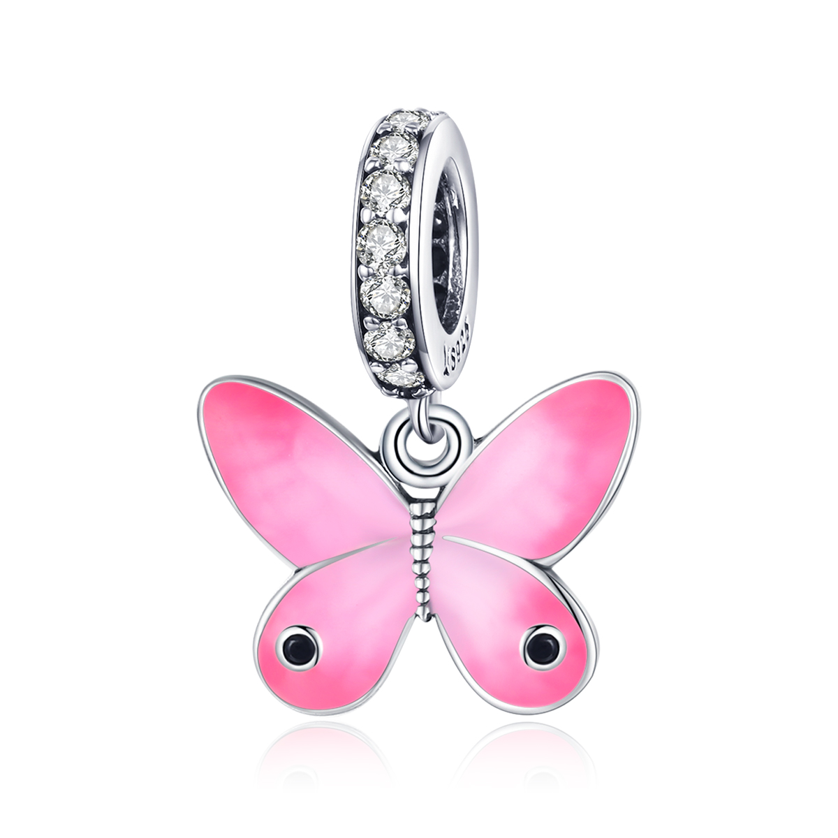 pandora style plata mariposa rosa colgante scc1728