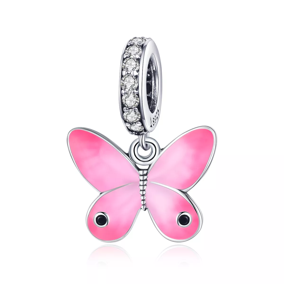 pandora style plata mariposa rosa colgante scc1728