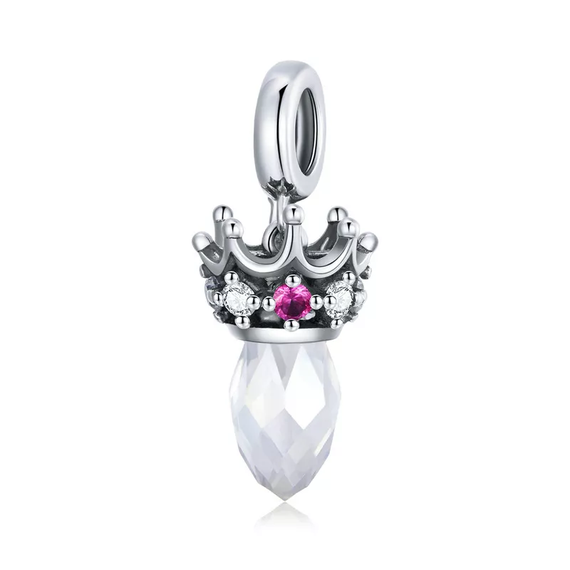 pendiente colgante de corona plateada estilo pandora scc1772