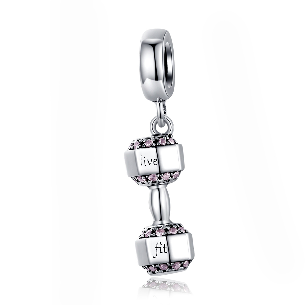 pendiente colgante de mancuerna de plata estilo pandora scc1340