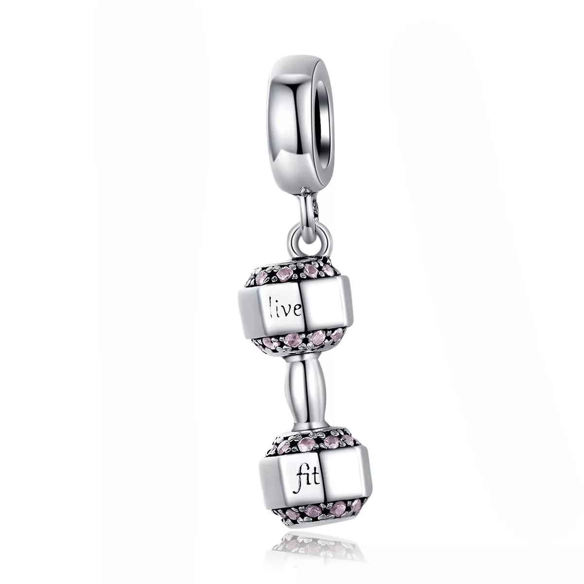 pendiente colgante de mancuerna de plata estilo pandora scc1340