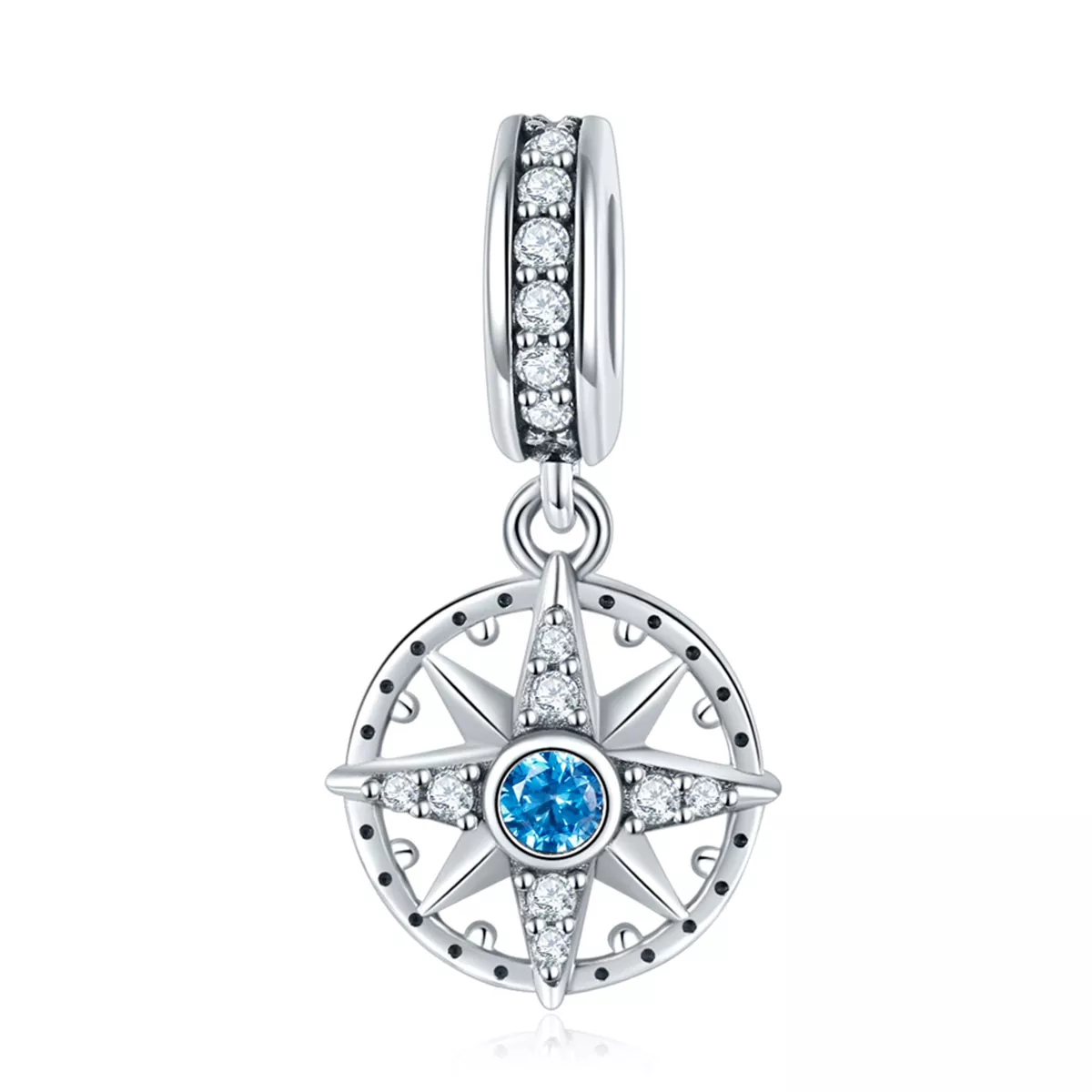 pendiente colgante de plata estilo pandora con diseño de estrella polar scc847