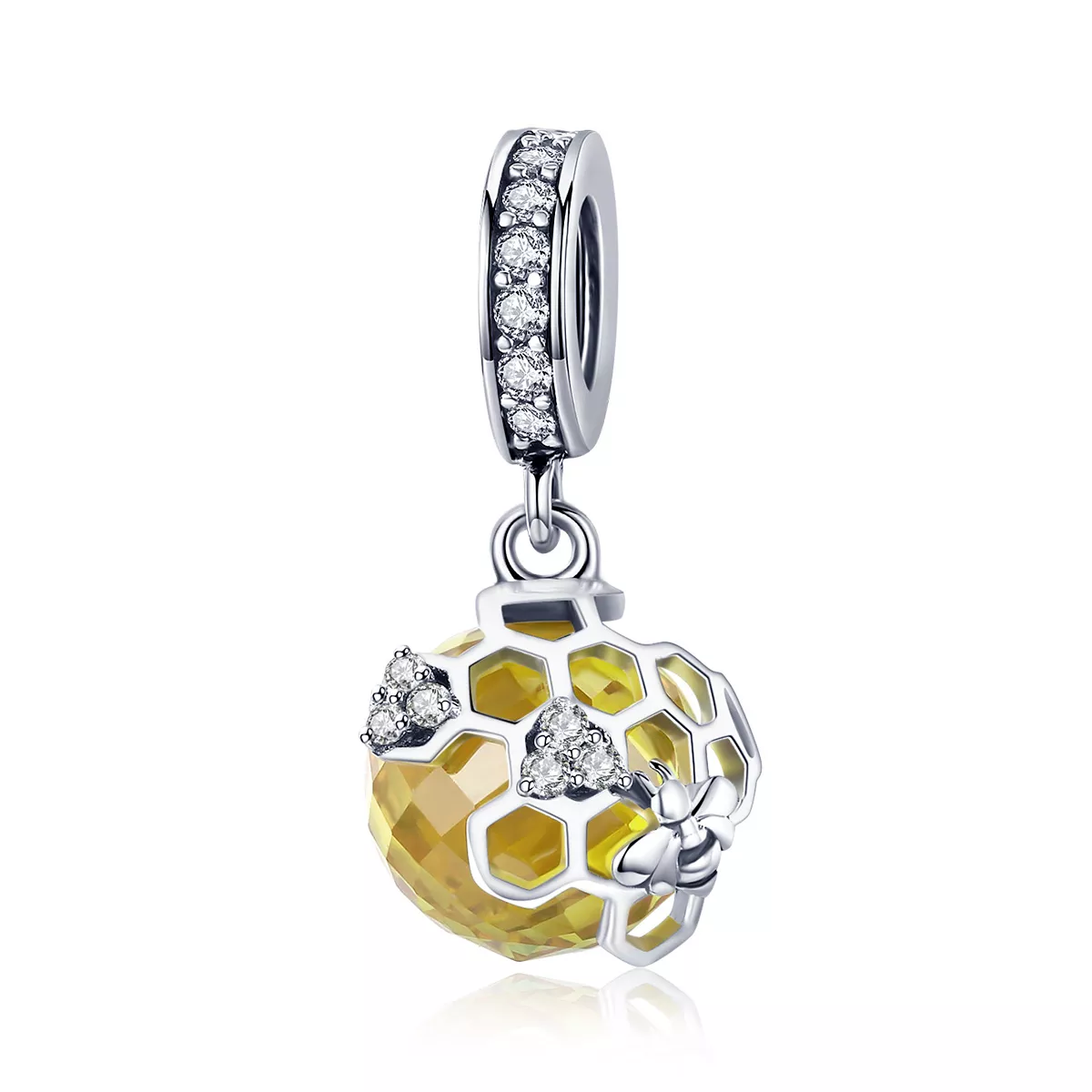 pendiente de estilo pandora en plata con forma de panal de abeja scc879