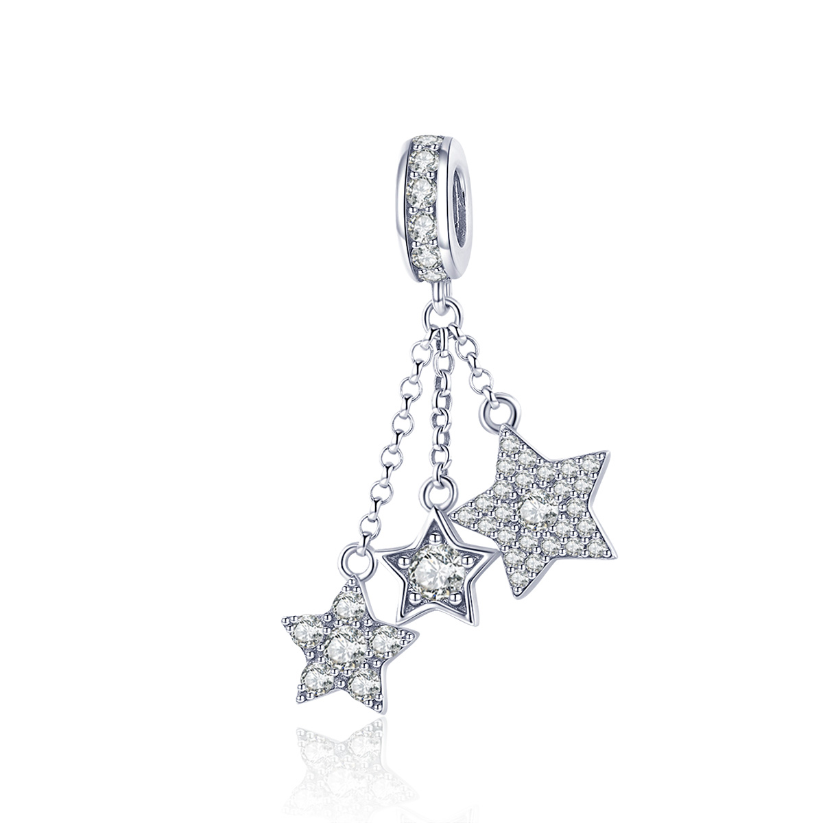 pendiente de plata con pentagramas al estilo pandora scc881