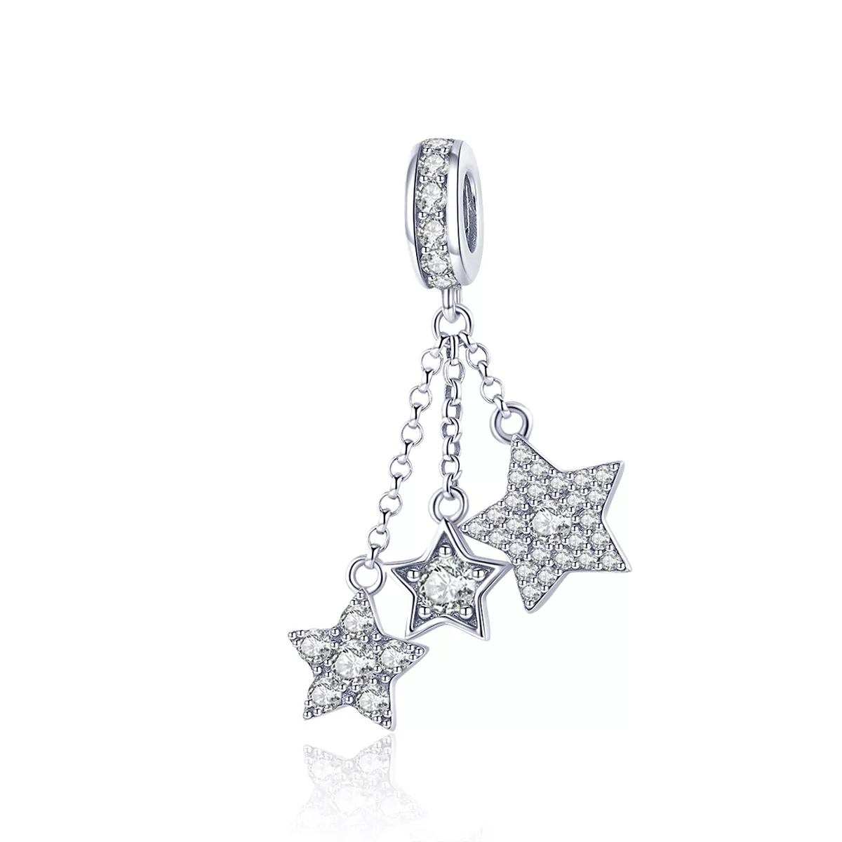 pendiente de plata con pentagramas al estilo pandora scc881