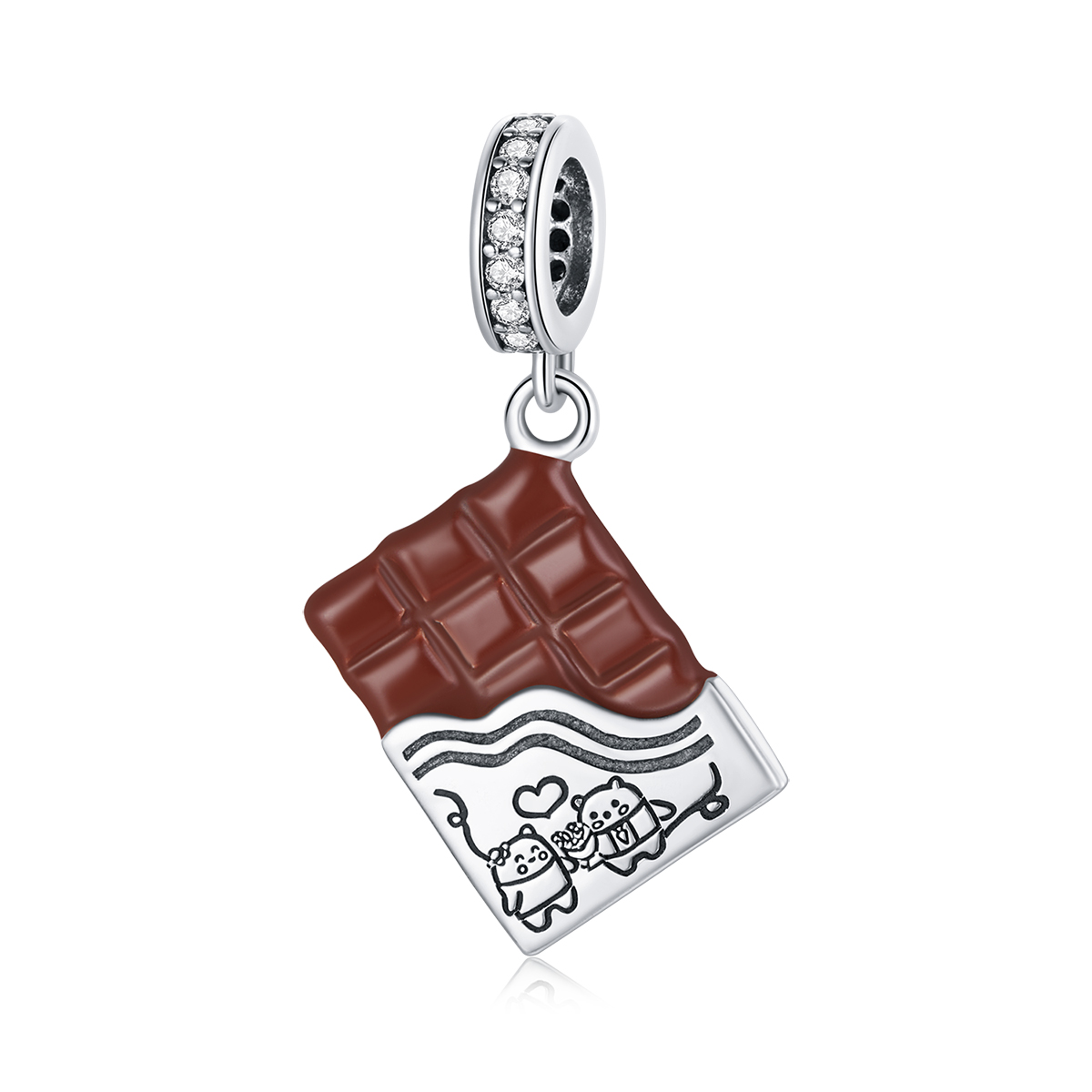 pulsera estilo pandora de plata con colgante de amor en forma de chocolate scc1782