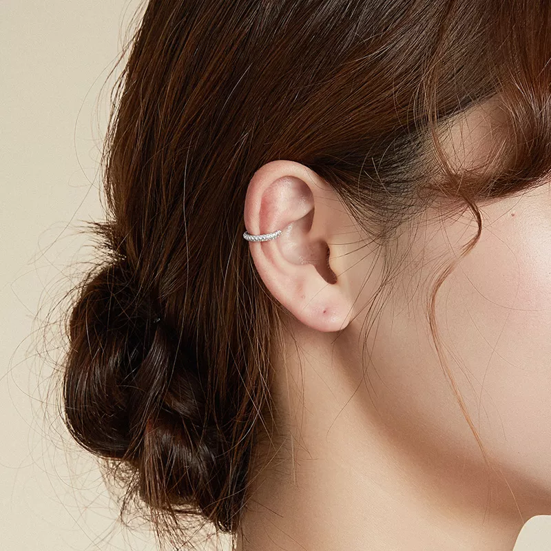 (imagen para) Abrazadera para la oreja plateada de estilo Pandora - SCE996-A - Ver 2