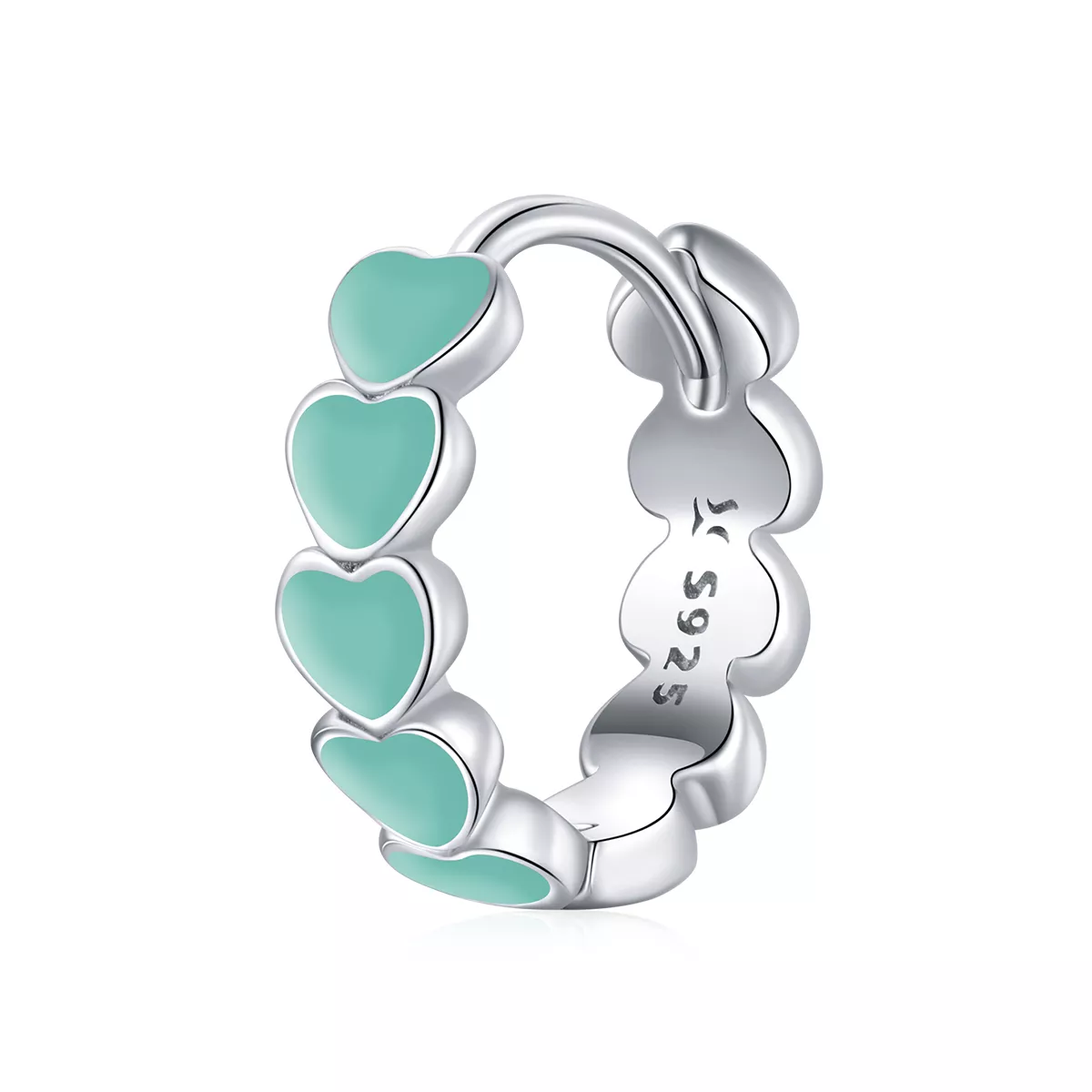aretes de argolla estilo pandora con corazones de plata sce1052 tq