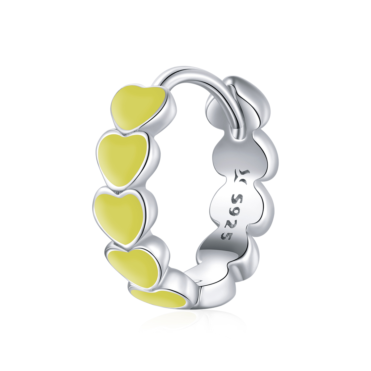 aretes de argolla estilo pandora con corazones plateados sce1052 ye