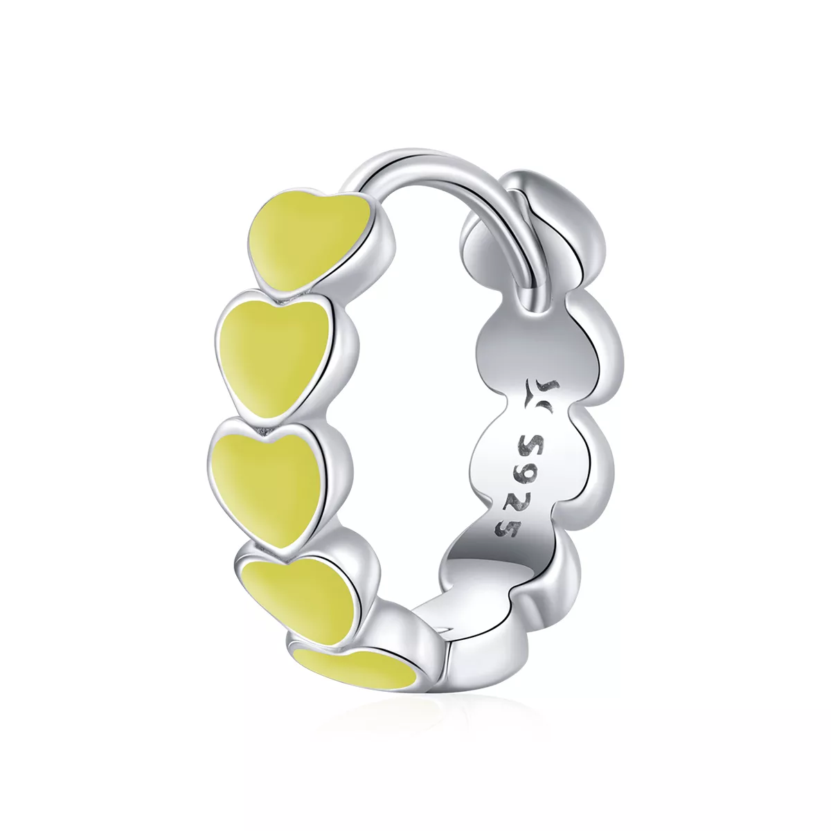 aretes de argolla estilo pandora con corazones plateados sce1052 ye