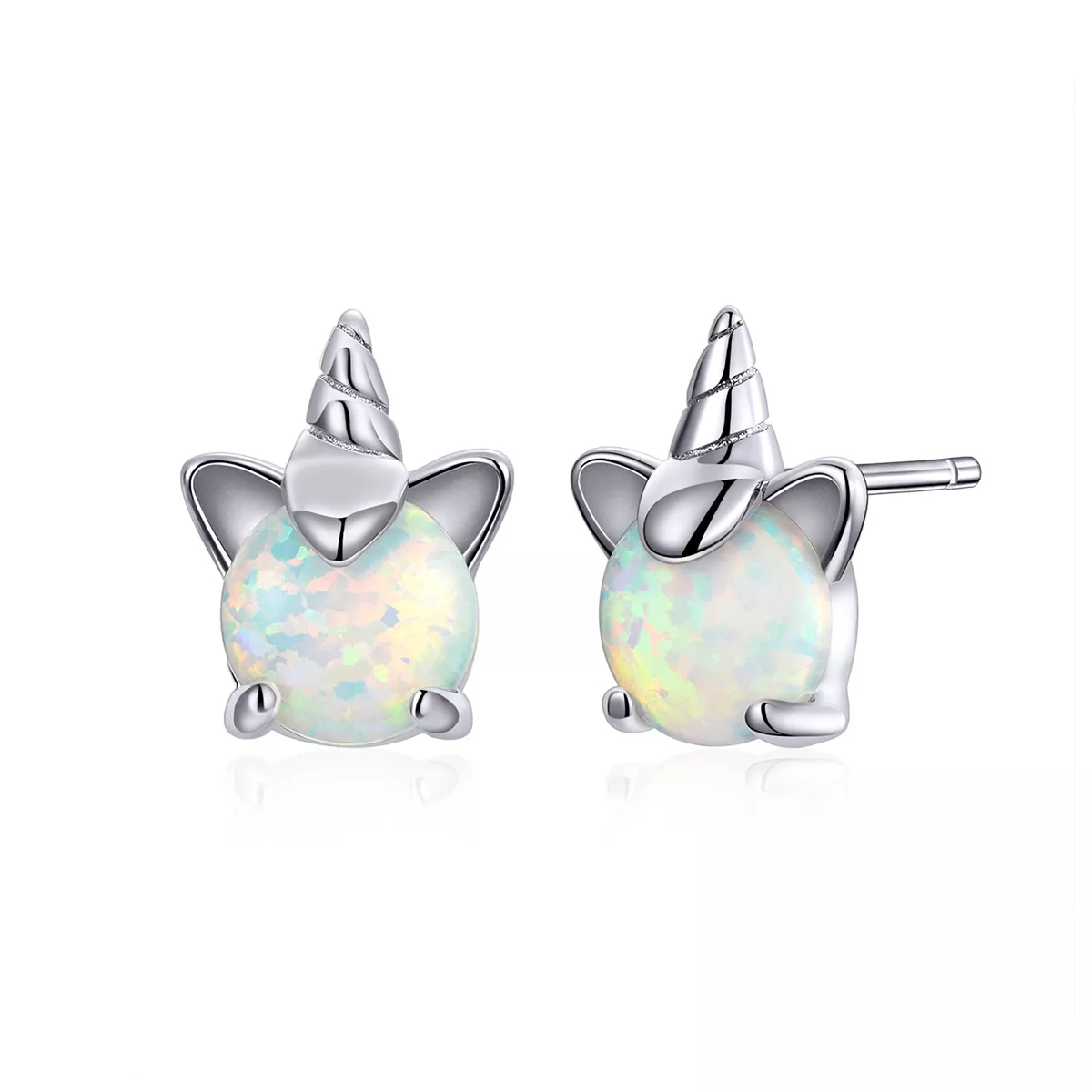 aretes de unicornio lindo plateado estilo pandora sce737