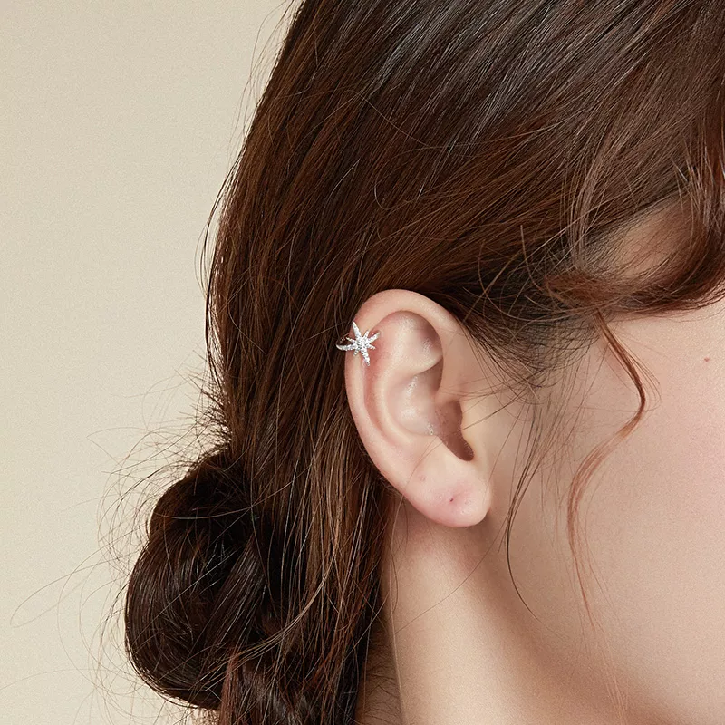 (imagen para) Clip de Oreja de Estilo Pandora en Plata con Estrella - SCE999-A - Ver 2