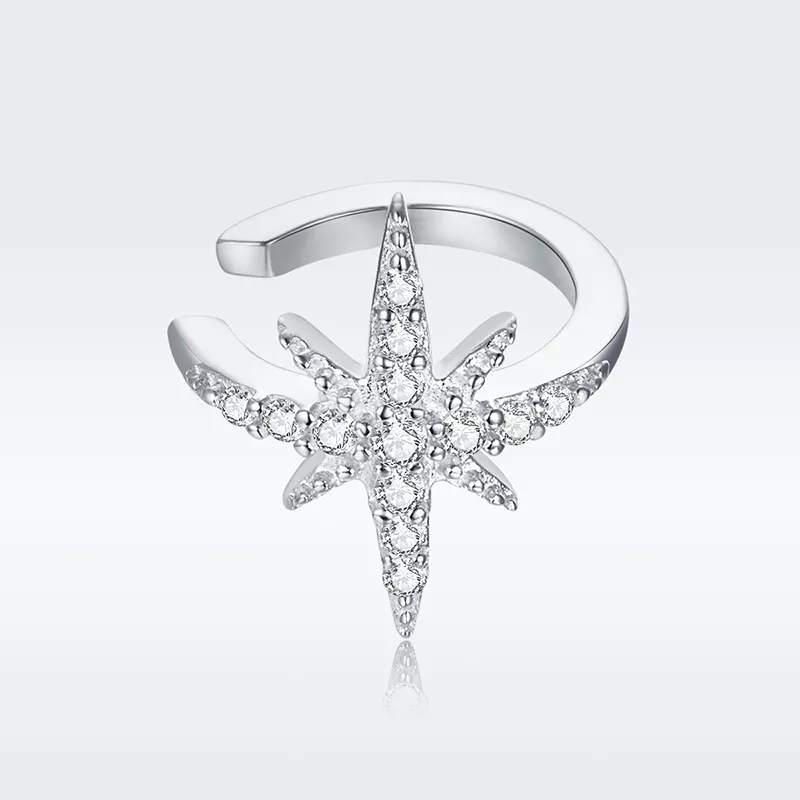 (imagen para) Clip de Oreja de Estilo Pandora en Plata con Estrella - SCE999-A - Ver 3