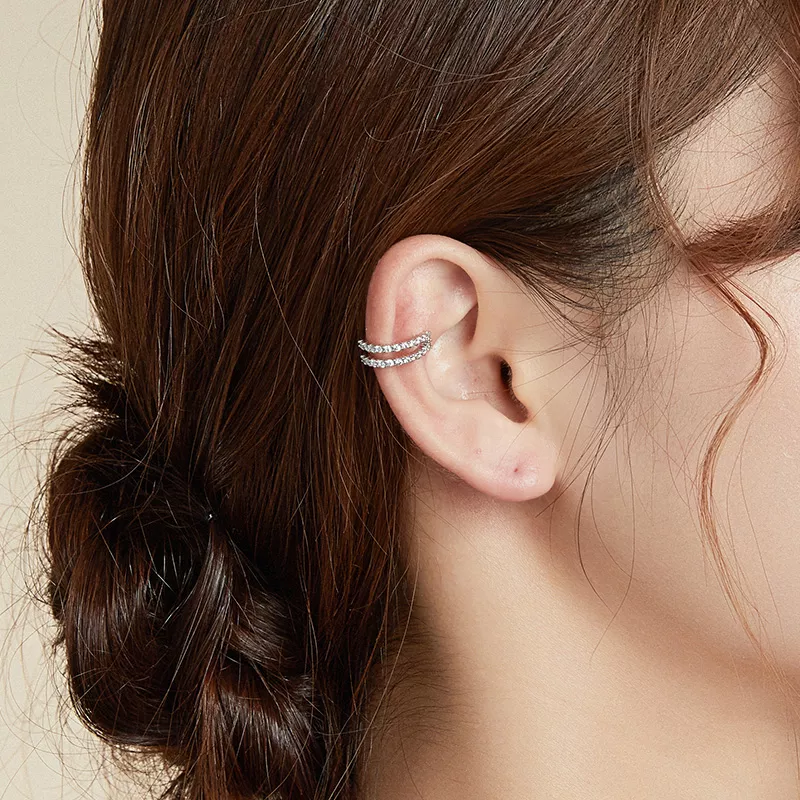 (imagen para) Clip de Oreja Plateado de Estilo Pandora con Destellos - SCE904 - Ver 8